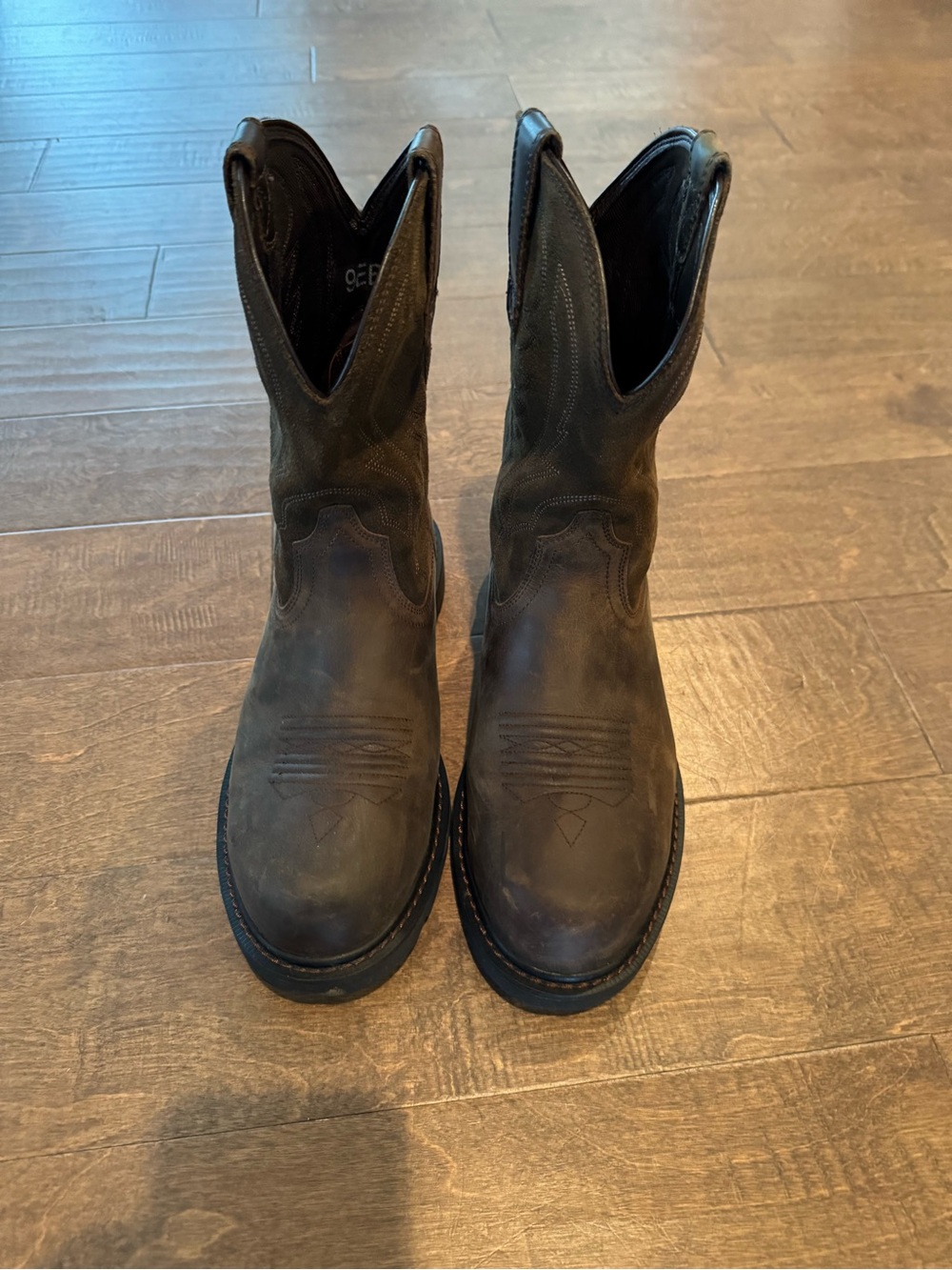 Ariat Brown Leather Cowboy Work Boots steel toe